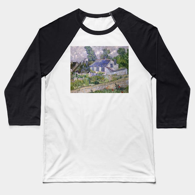 Houses at Auvers by Vincent van Gogh Baseball T-Shirt by Classic Art Stall